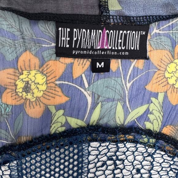 The Pyramid Collection Multicolor Floral Boho Open Front Crochet Duster Vest M - Picture 8 of 9